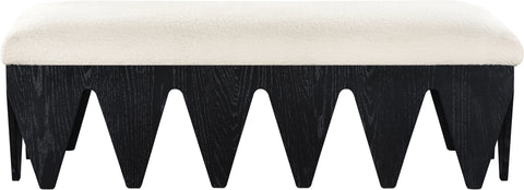 Veda Cream Velour Fur Fabric Upholstered Bench, 1 Piece (Style 5)
