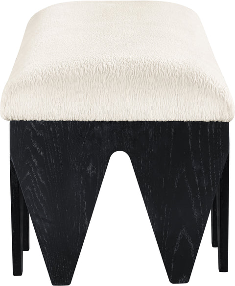 Veda Cream Velour Fur Fabric Upholstered Bench, 1 Piece (Style 5)