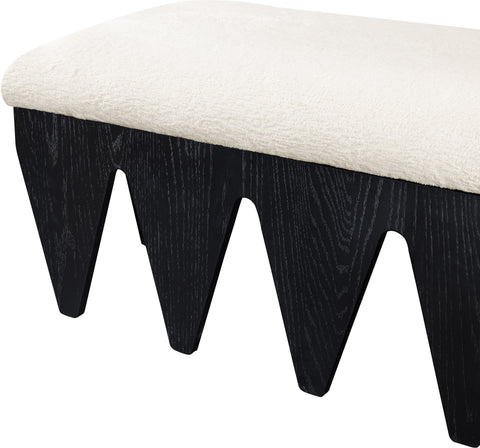 Veda Cream Velour Fur Fabric Upholstered Bench, 1 Piece (Style 5)