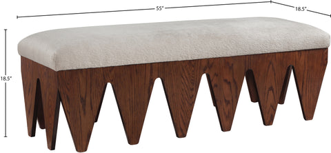 Veda Beige Velour Fur Fabric Upholstered Bench, 1 Piece (Style 4)