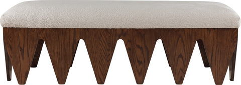Veda Beige Velour Fur Fabric Upholstered Bench, 1 Piece (Style 4)