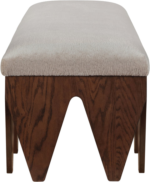 Veda Beige Velour Fur Fabric Upholstered Bench, 1 Piece (Style 4)
