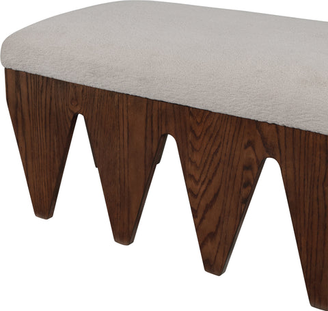 Veda Beige Velour Fur Fabric Upholstered Bench, 1 Piece (Style 4)