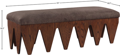 Veda Brown Velour Fur Fabric Upholstered Bench, 1 Piece (Style 4)