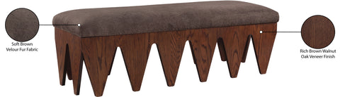 Veda Brown Velour Fur Fabric Upholstered Bench, 1 Piece (Style 4)