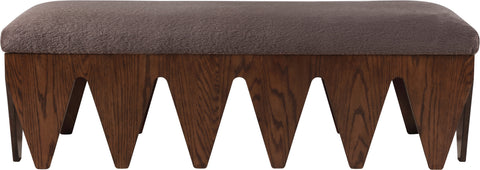 Veda Brown Velour Fur Fabric Upholstered Bench, 1 Piece (Style 4)