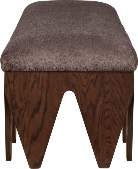 Veda Brown Velour Fur Fabric Upholstered Bench, 1 Piece (Style 4)