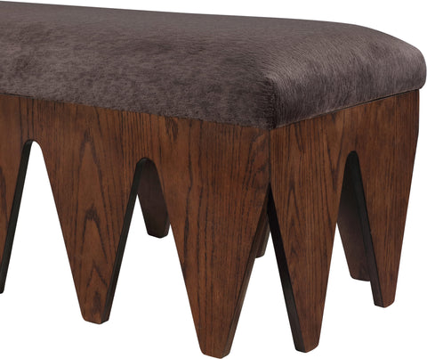 Veda Brown Velour Fur Fabric Upholstered Bench, 1 Piece (Style 4)