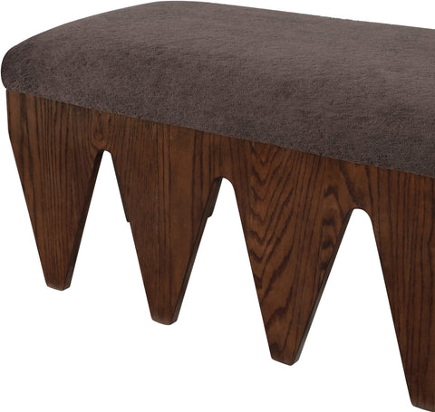 Veda Brown Velour Fur Fabric Upholstered Bench, 1 Piece (Style 4)
