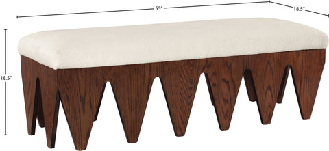 Veda Cream Velour Fur Fabric Upholstered Bench, 1 Piece (Style 6)