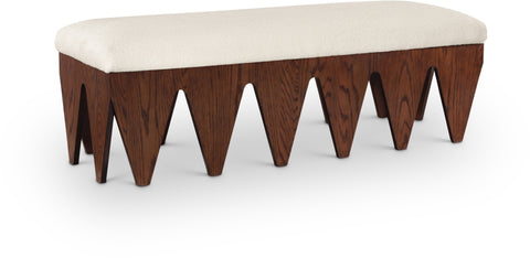 Veda Cream Velour Fur Fabric Upholstered Bench, 1 Piece (Style 6)