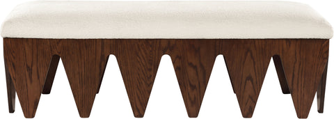 Veda Cream Velour Fur Fabric Upholstered Bench, 1 Piece (Style 6)