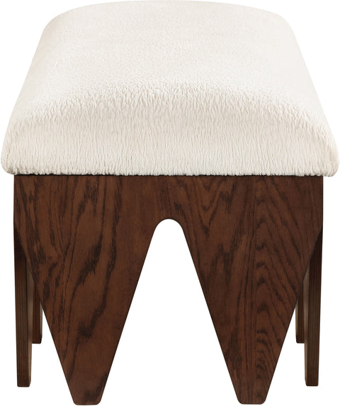 Veda Cream Velour Fur Fabric Upholstered Bench, 1 Piece (Style 6)