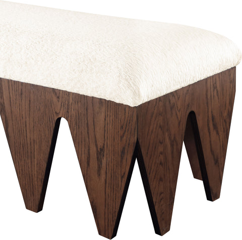 Veda Cream Velour Fur Fabric Upholstered Bench, 1 Piece (Style 6)