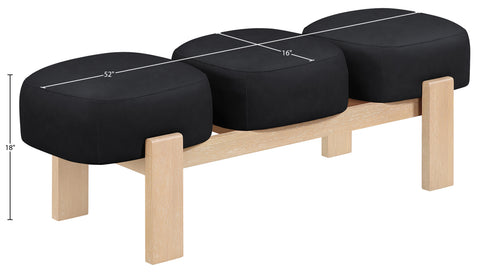 Mira Black Vegan Leather Upholstered Bench, 1 Piece