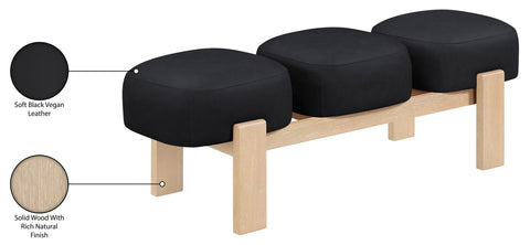 Mira Black Vegan Leather Upholstered Bench, 1 Piece