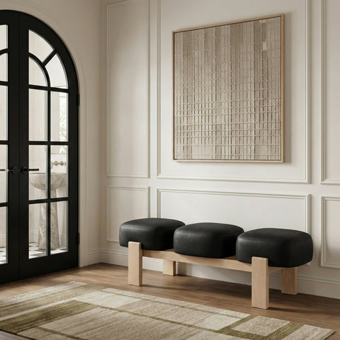 Mira Black Vegan Leather Upholstered Bench, 1 Piece