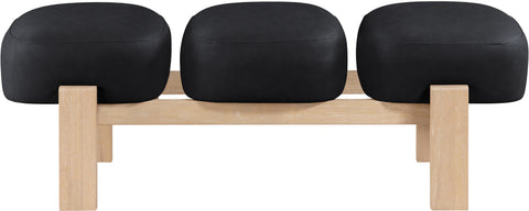 Mira Black Vegan Leather Upholstered Bench, 1 Piece