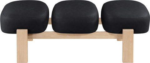 Mira Black Vegan Leather Upholstered Bench, 1 Piece