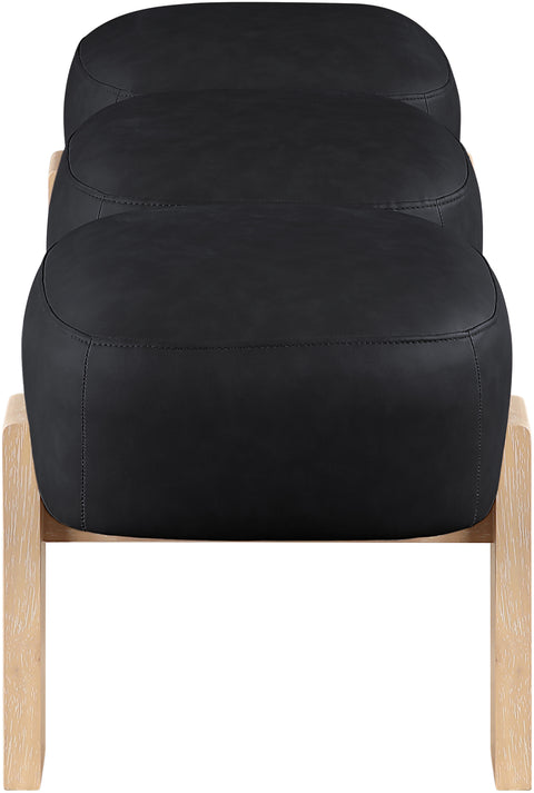 Mira Black Vegan Leather Upholstered Bench, 1 Piece
