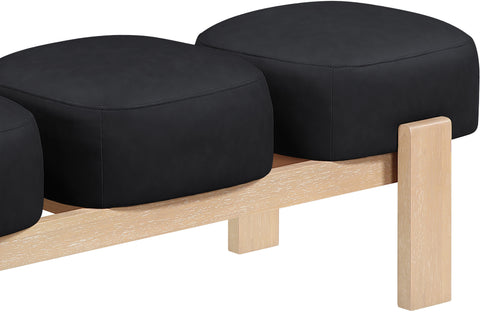 Mira Black Vegan Leather Upholstered Bench, 1 Piece
