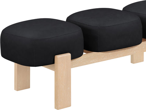 Mira Black Vegan Leather Upholstered Bench, 1 Piece