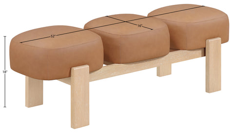 Mira Cognac Vegan Leather Upholstered Bench, 1 Piece