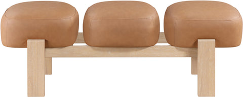 Mira Cognac Vegan Leather Upholstered Bench, 1 Piece