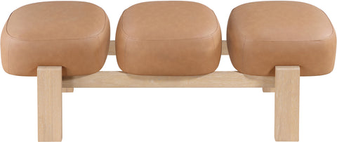 Mira Cognac Vegan Leather Upholstered Bench, 1 Piece