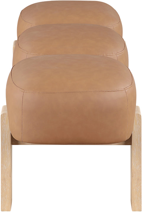 Mira Cognac Vegan Leather Upholstered Bench, 1 Piece