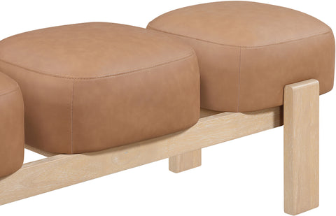 Mira Cognac Vegan Leather Upholstered Bench, 1 Piece