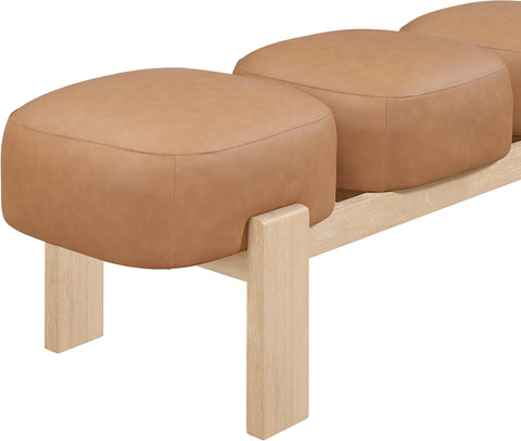 Mira Cognac Vegan Leather Upholstered Bench, 1 Piece