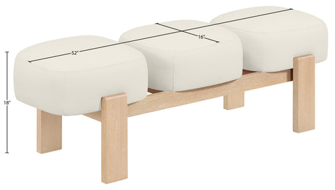 Mira Cream Vegan Leather Upholstered Bench, 1 Piece