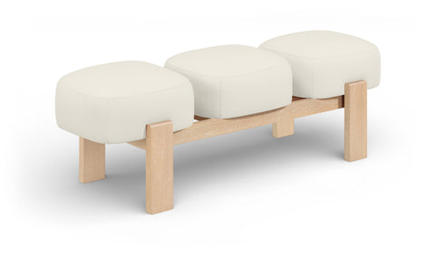 Mira Cream Vegan Leather Upholstered Bench, 1 Piece