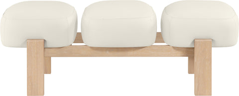 Mira Cream Vegan Leather Upholstered Bench, 1 Piece