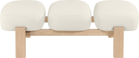 Mira Cream Vegan Leather Upholstered Bench, 1 Piece