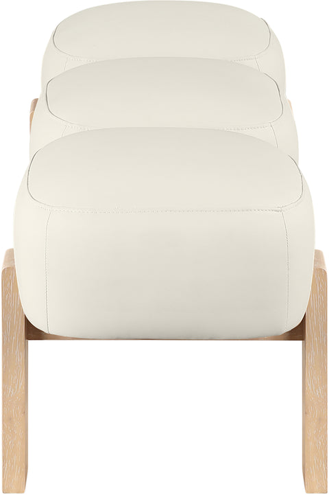Mira Cream Vegan Leather Upholstered Bench, 1 Piece