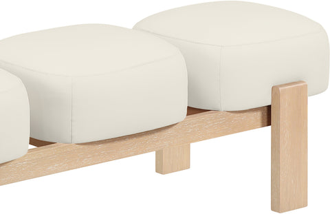 Mira Cream Vegan Leather Upholstered Bench, 1 Piece