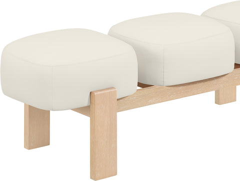 Mira Cream Vegan Leather Upholstered Bench, 1 Piece