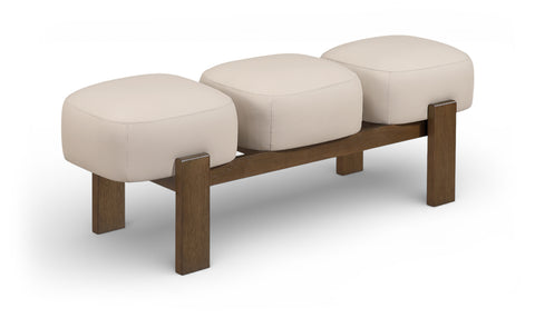 Mira Beige Vegan Leather Upholstered Bench, 1 Piece