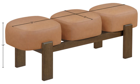 Mira Cognac Vegan Leather Upholstered Bench, 1 Piece (Style 2)