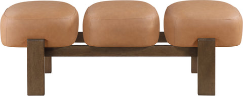 Mira Cognac Vegan Leather Upholstered Bench, 1 Piece (Style 2)