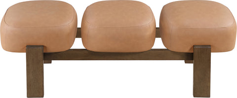 Mira Cognac Vegan Leather Upholstered Bench, 1 Piece (Style 2)