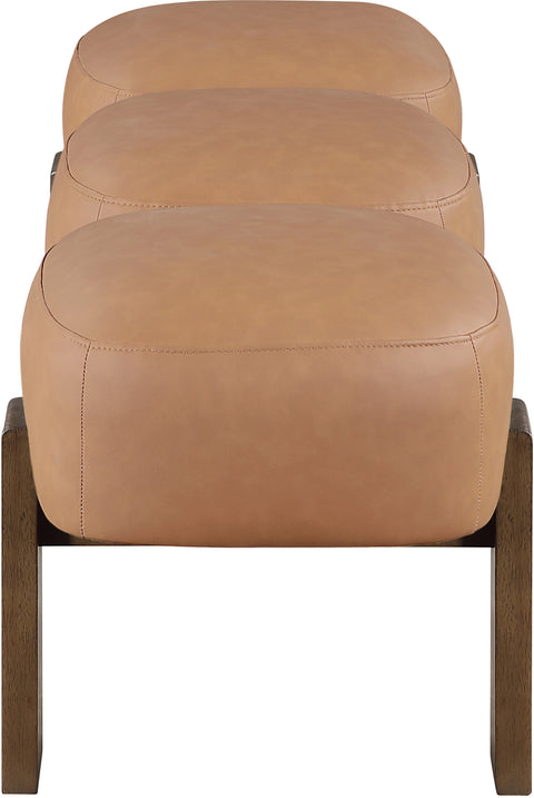Mira Cognac Vegan Leather Upholstered Bench, 1 Piece (Style 2)