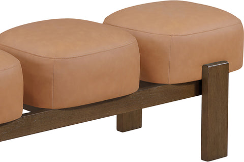 Mira Cognac Vegan Leather Upholstered Bench, 1 Piece (Style 2)
