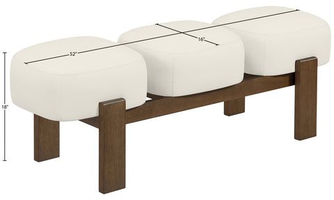Mira Cream Vegan Leather Upholstered Bench, 1 Piece (Style 2)