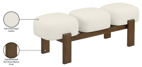 Mira Cream Vegan Leather Upholstered Bench, 1 Piece (Style 2)