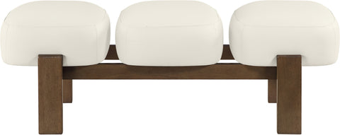 Mira Cream Vegan Leather Upholstered Bench, 1 Piece (Style 2)