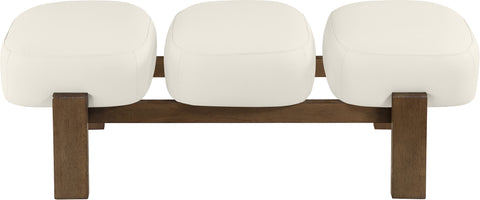 Mira Cream Vegan Leather Upholstered Bench, 1 Piece (Style 2)