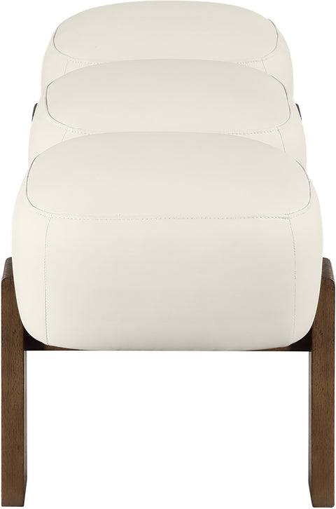 Mira Cream Vegan Leather Upholstered Bench, 1 Piece (Style 2)